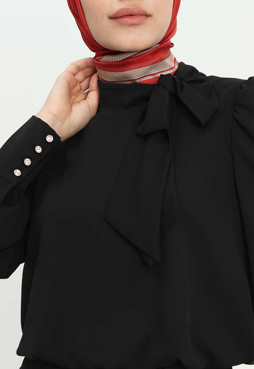 2121007 Kravat Yaka Volanlı Abiye, Tesettür Giyim