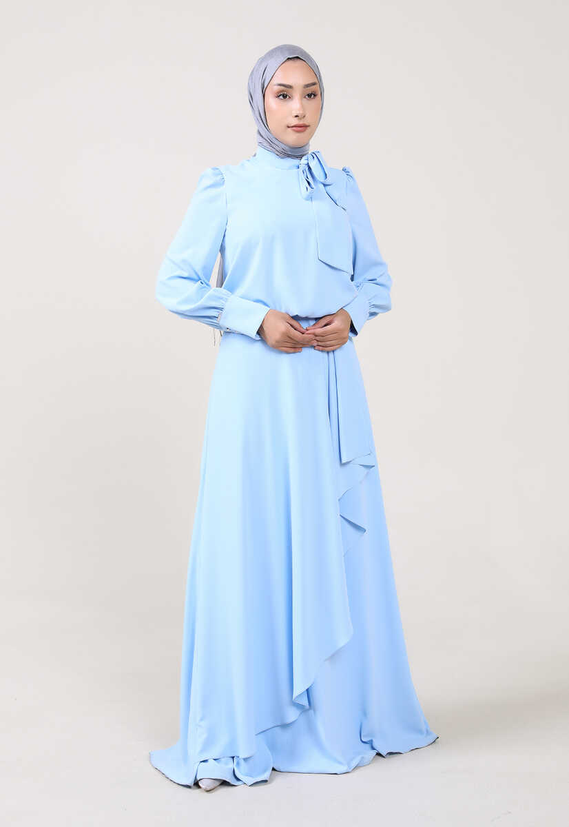 2121007 Kravat Yaka Volanlı Abiye, Tesettür Giyim