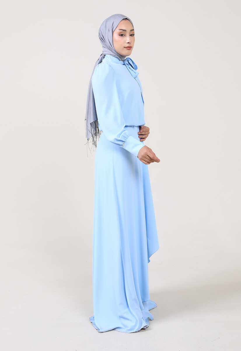 2121007 Kravat Yaka Volanlı Abiye, Tesettür Giyim