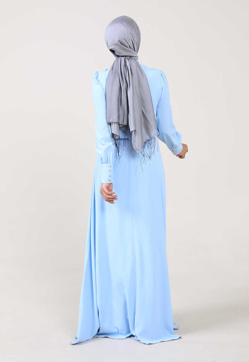 2121007 Kravat Yaka Volanlı Abiye, Tesettür Giyim