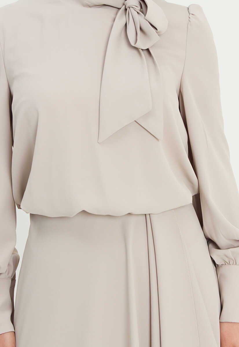 2121007 Kravat Yaka Volanlı Abiye, Tesettür Giyim