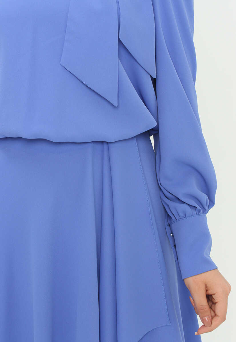 2121007 Kravat Yaka Volanlı Abiye, Tesettür Giyim