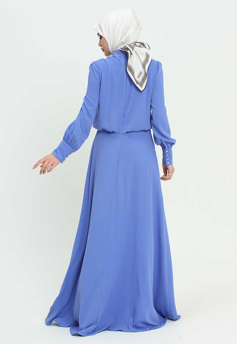 2121007 Kravat Yaka Volanlı Abiye, Tesettür Giyim