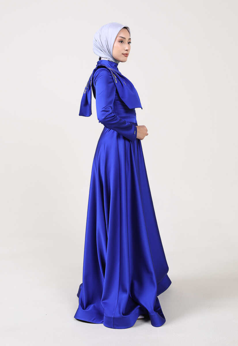 21210122 Boncuk İşlemeli Saten Abiye, Tesettür Giyim