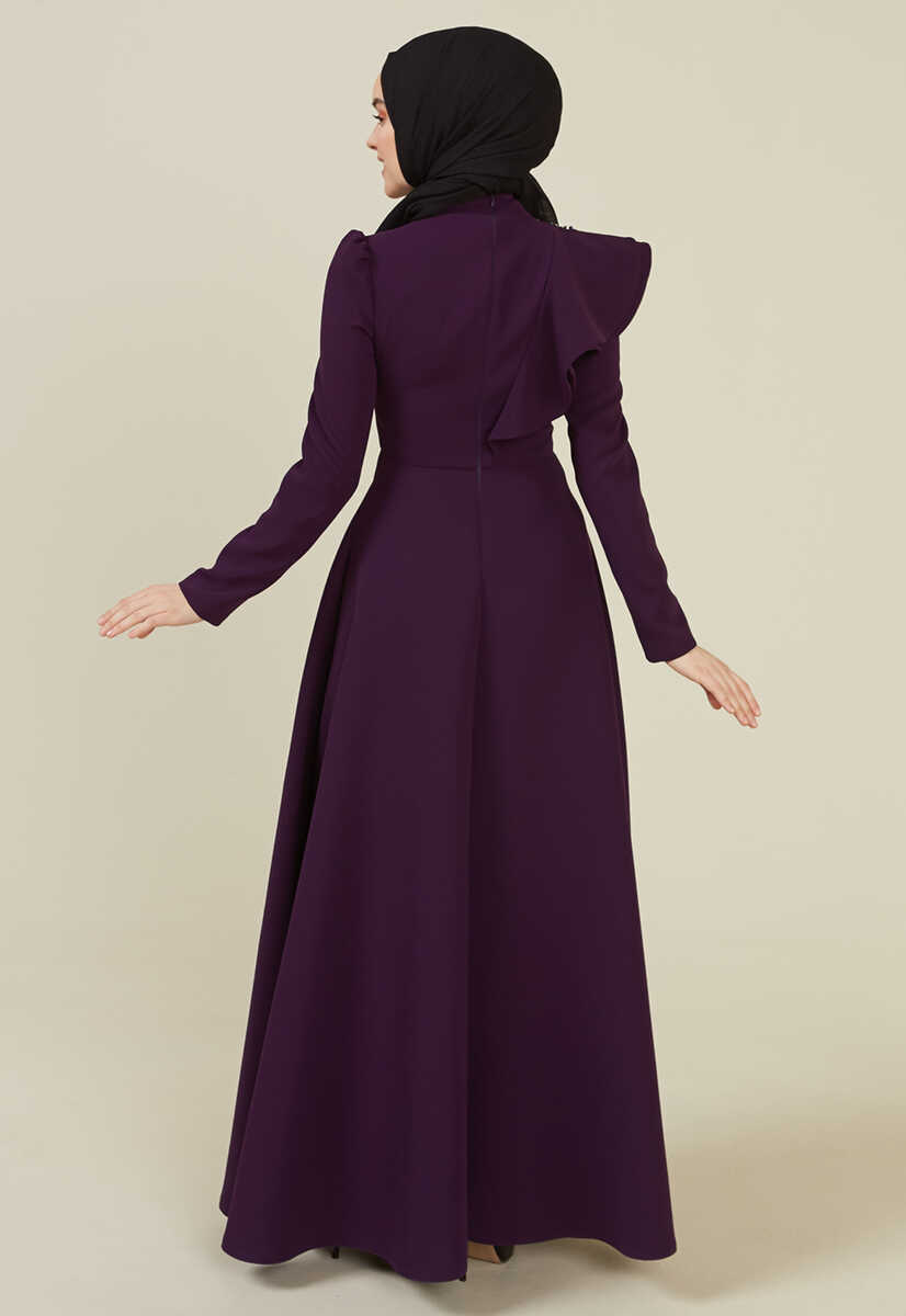 2121013 Boncuk İşlemeli Abiye, Tesettür Giyim