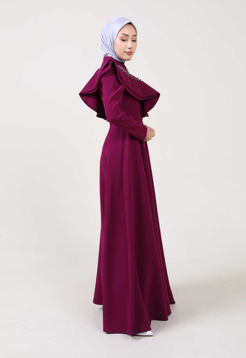 2121013 Boncuk İşlemeli Abiye, Tesettür Giyim