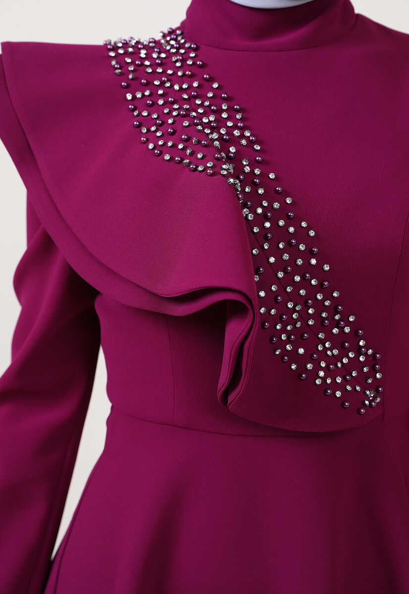 2121013 Boncuk İşlemeli Abiye, Tesettür Giyim