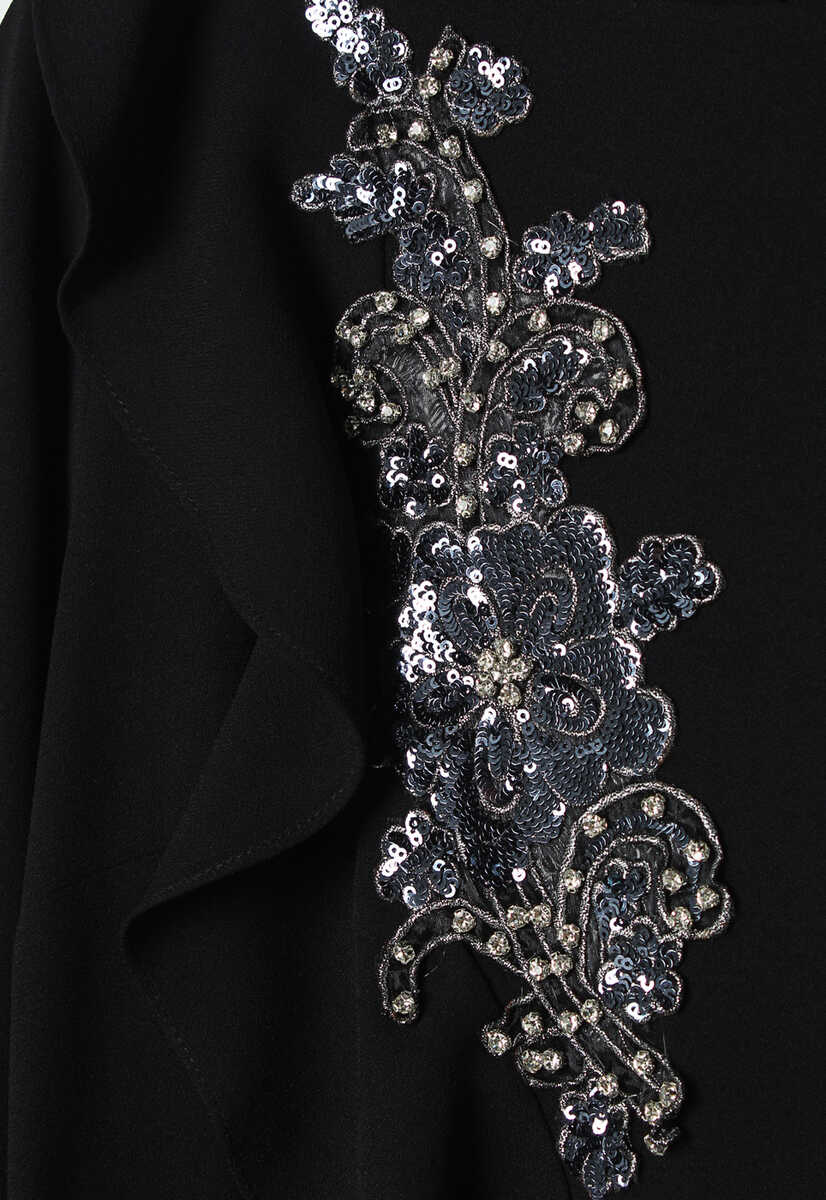 107439 Volanlı Taş İşleme Detaylı Abiye, Tesettür Giyim