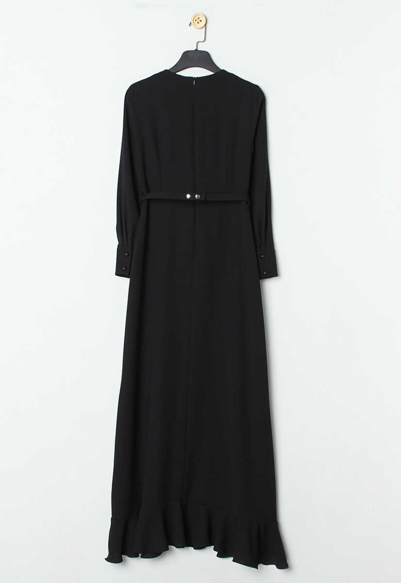 107439 Volanlı Taş İşleme Detaylı Abiye, Tesettür Giyim