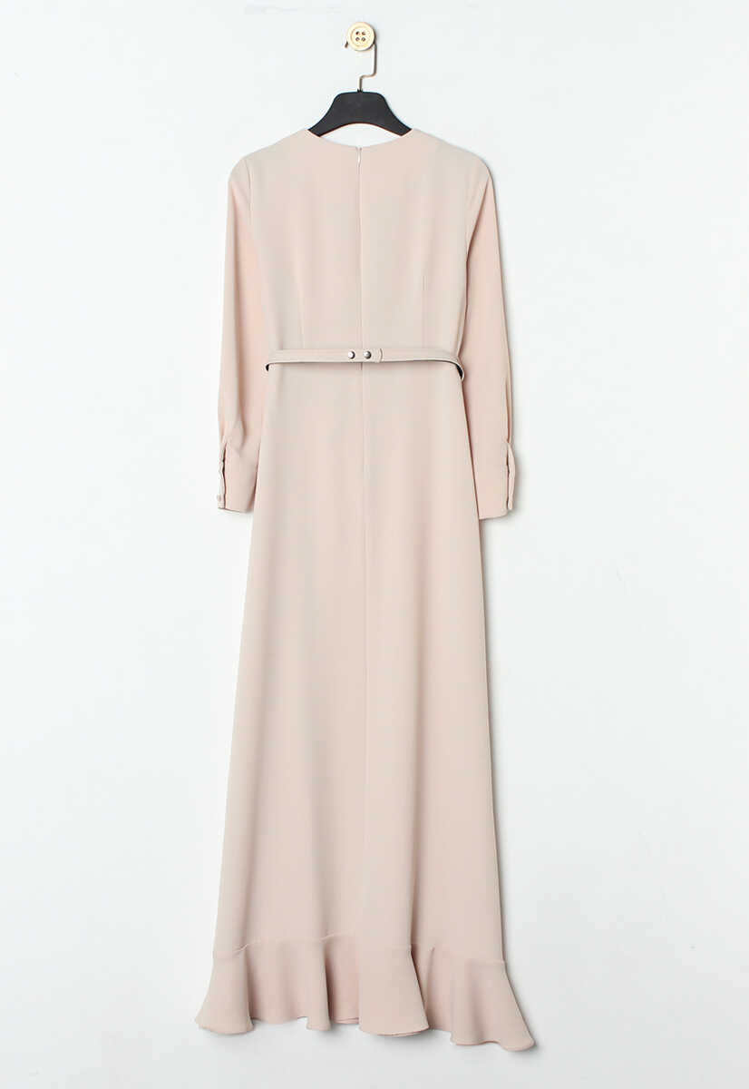 107439 Volanlı Taş İşleme Detaylı Abiye, Tesettür Giyim