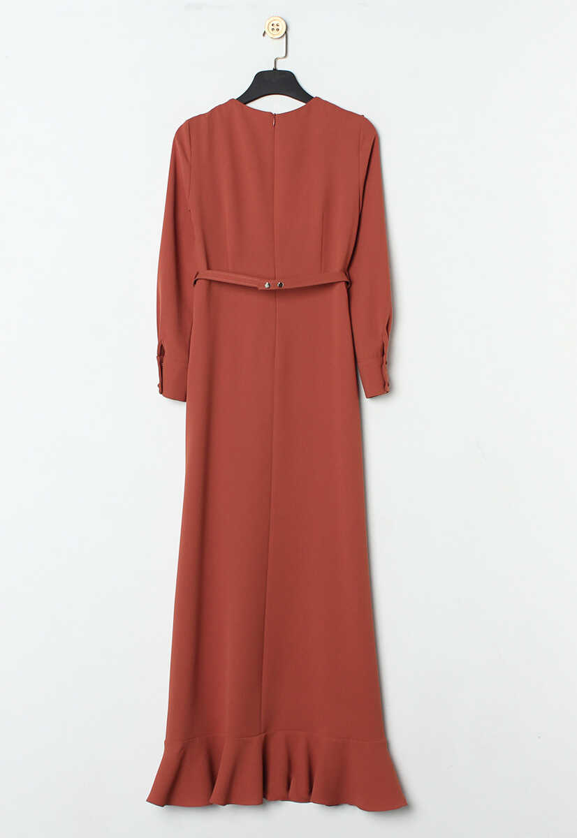 107439 Volanlı Taş İşleme Detaylı Abiye, Tesettür Giyim