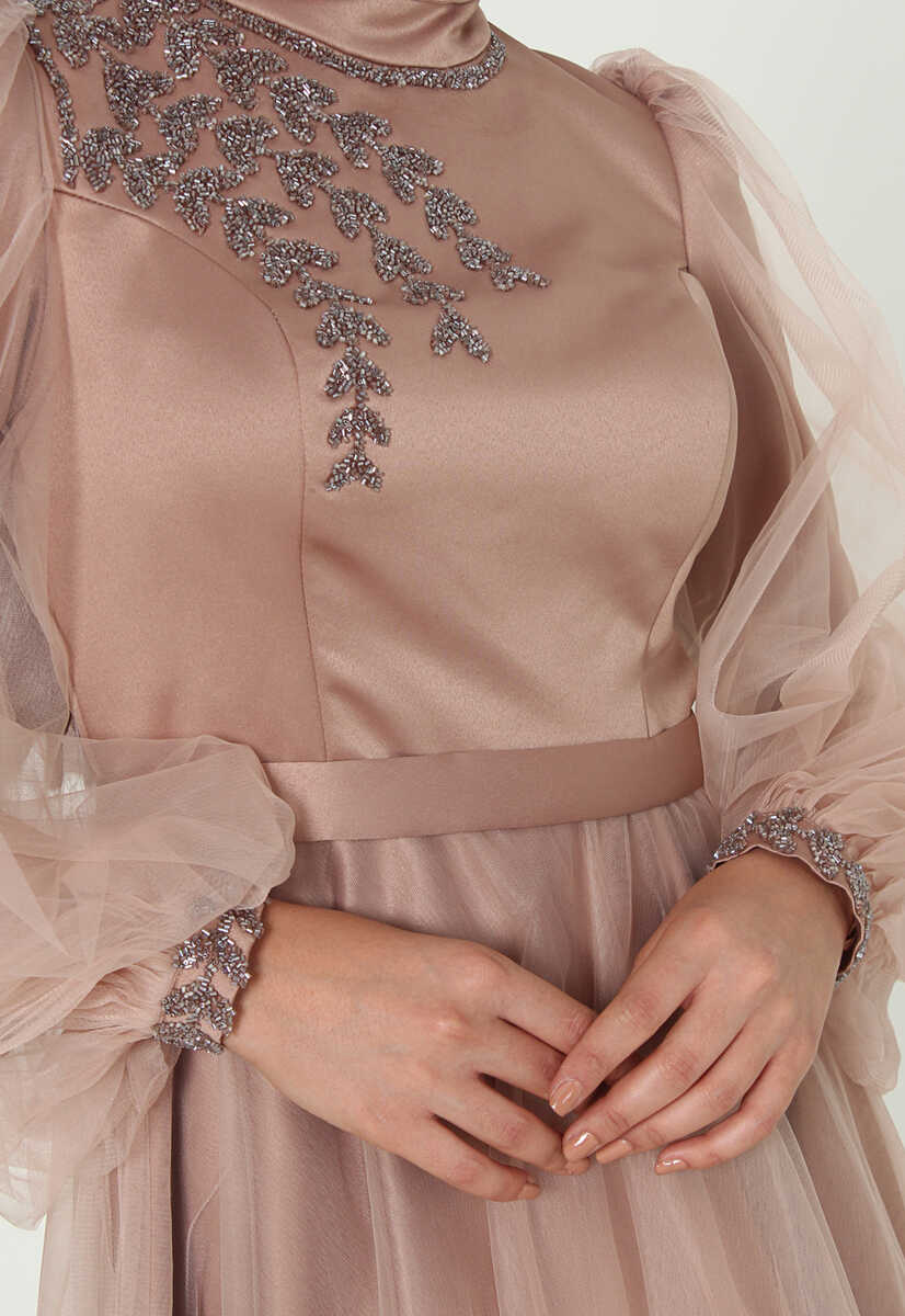 4046 Tüllü İşleme Detaylı Abiye, Tesettür Giyim