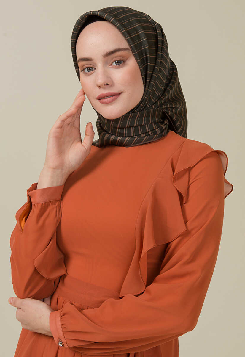 2125059 Fırfır Detaylı Kemerli Abiye Elbise, Tesettür Giyim