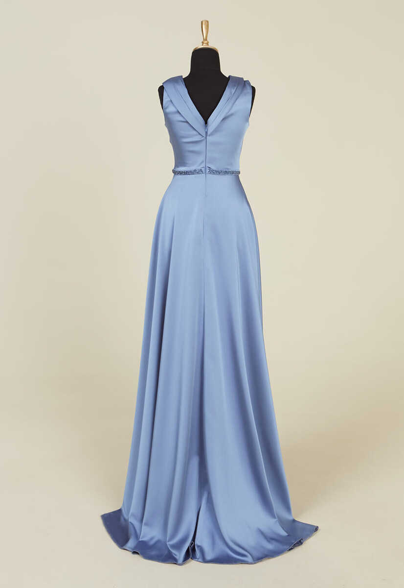 4400 Kruvaze Yaka Yırtmaçlı Abiye Elbise, Tesettür Giyim