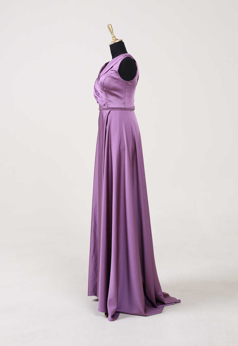 4400 Kruvaze Yaka Yırtmaçlı Abiye Elbise, Tesettür Giyim