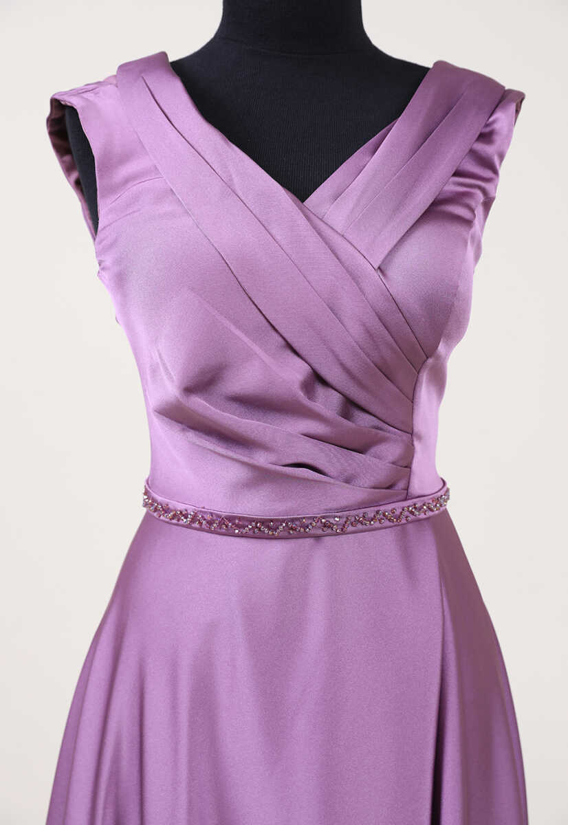 4400 Kruvaze Yaka Yırtmaçlı Abiye Elbise, Tesettür Giyim