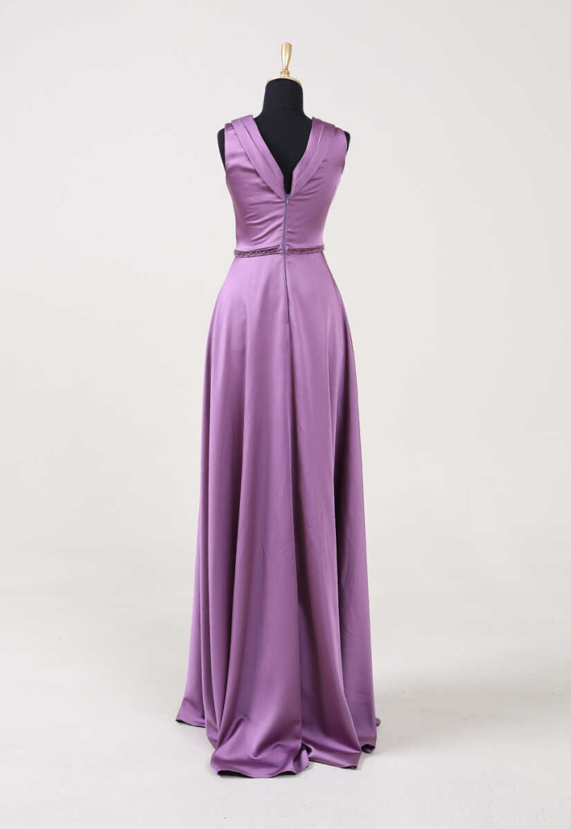 4400 Kruvaze Yaka Yırtmaçlı Abiye Elbise, Tesettür Giyim