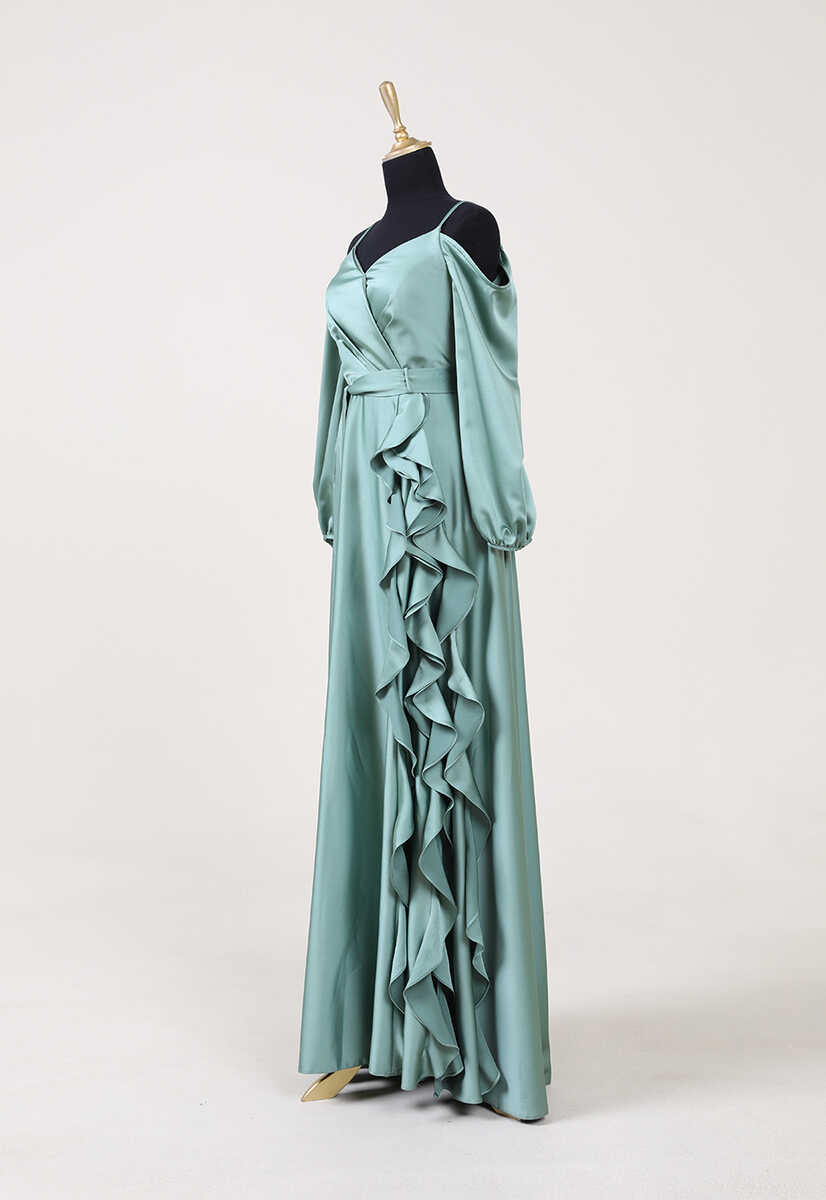 4392 Volan Detaylı Açık Abiye, Tesettür Giyim