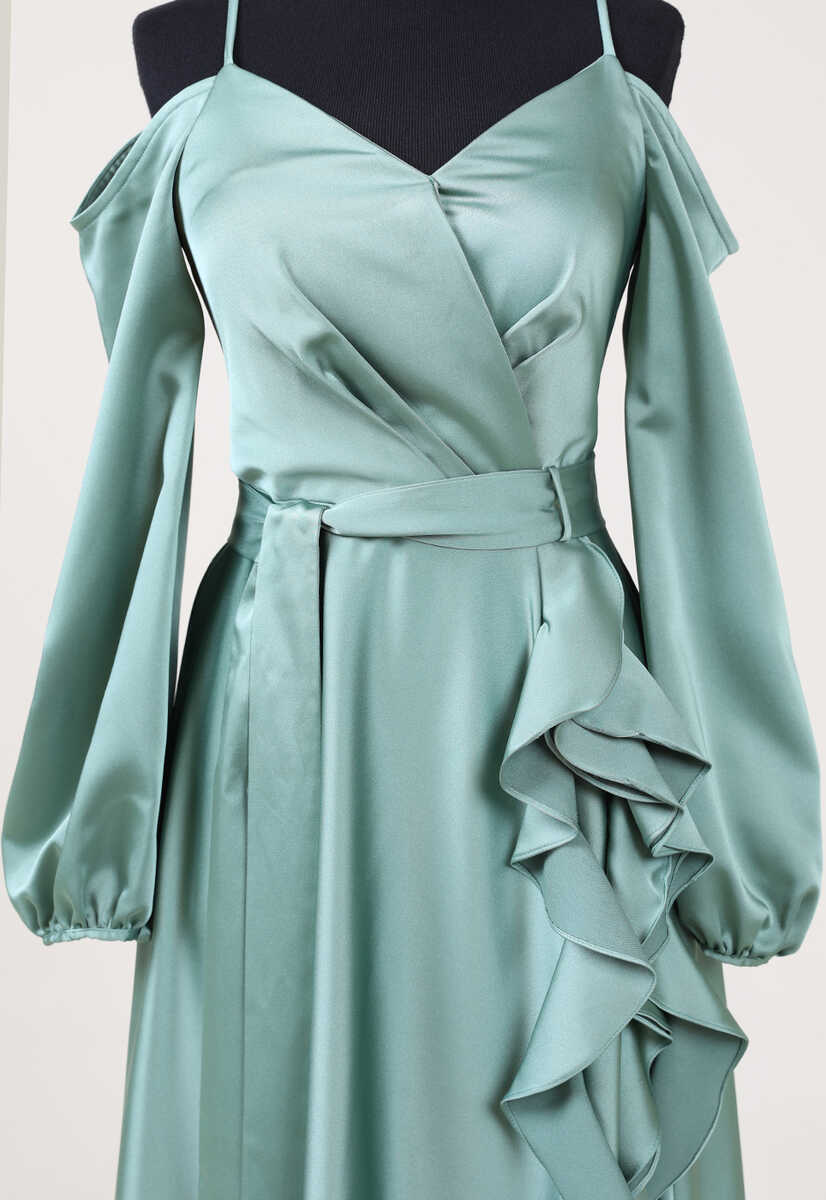 4392 Volan Detaylı Açık Abiye, Tesettür Giyim