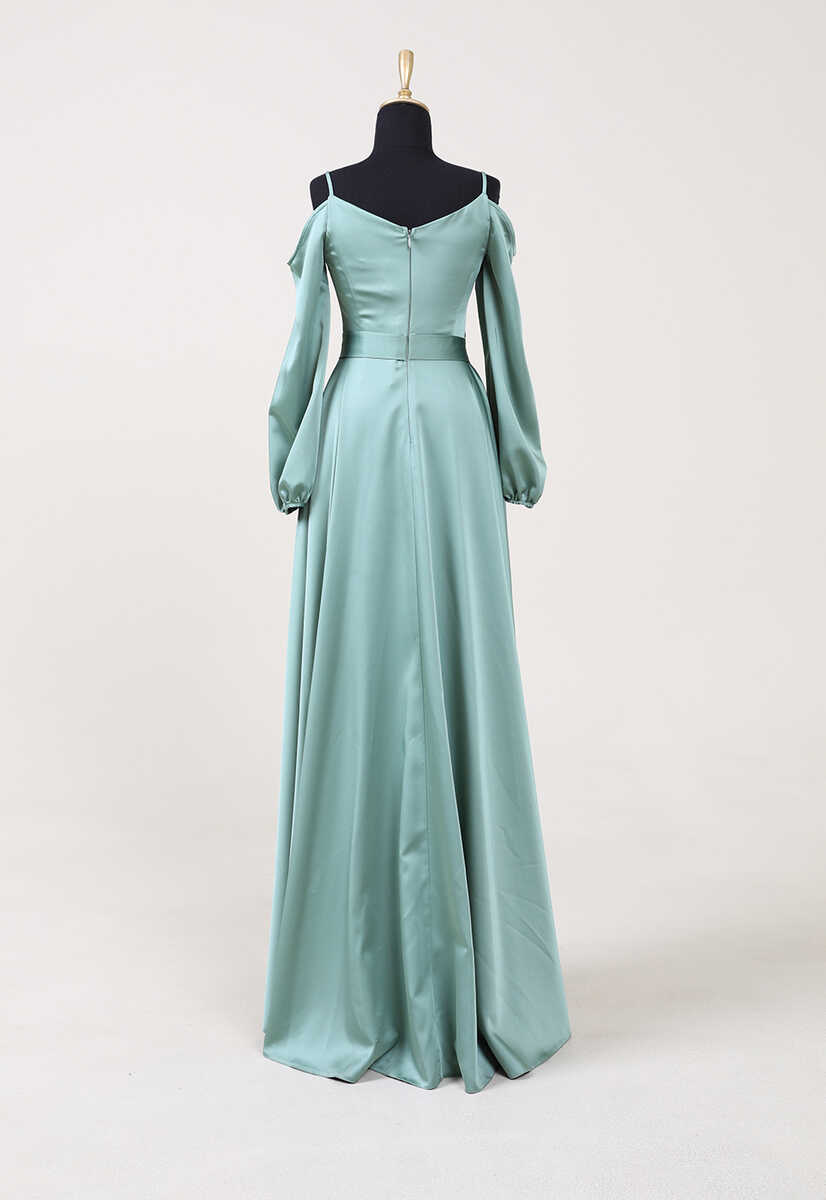 4392 Volan Detaylı Açık Abiye, Tesettür Giyim