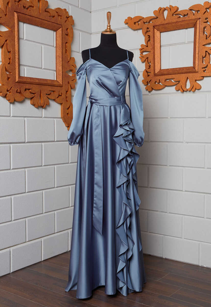 4392 Volan Detaylı Açık Abiye, Tesettür Giyim