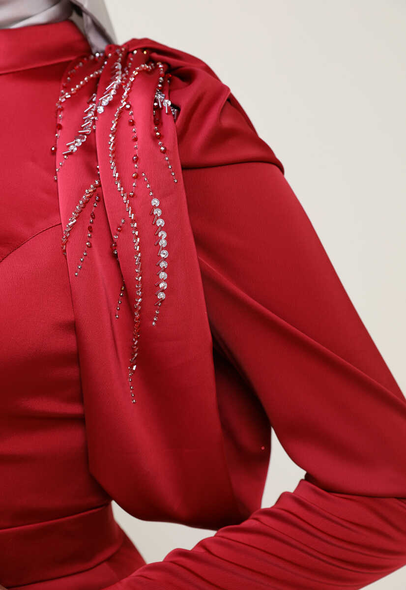 4372 Kolları Taş İşleme Detaylı Abiye, Tesettür Giyim