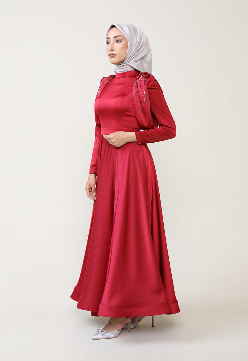 4372 Kolları Taş İşleme Detaylı Abiye, Tesettür Giyim