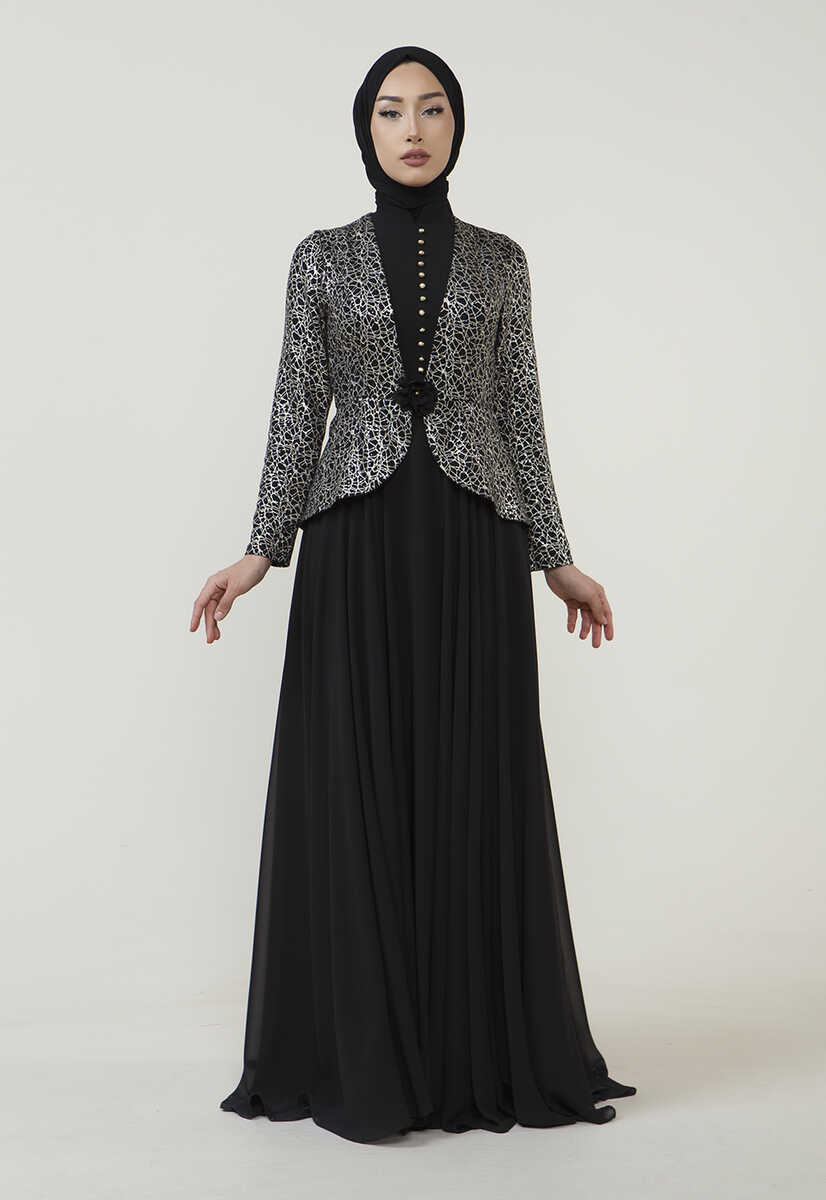 8835 İşleme Ceketli Şık Abiye, Tesettür Giyim