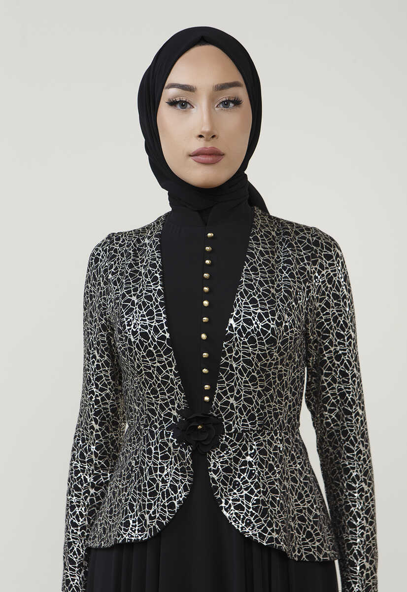 8835 İşleme Ceketli Şık Abiye, Tesettür Giyim