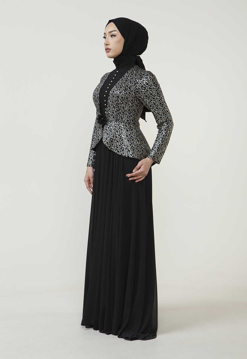 8835 İşleme Ceketli Şık Abiye, Tesettür Giyim