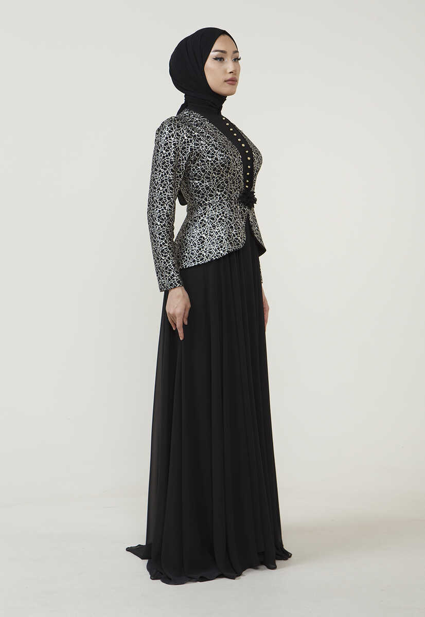 8835 İşleme Ceketli Şık Abiye, Tesettür Giyim