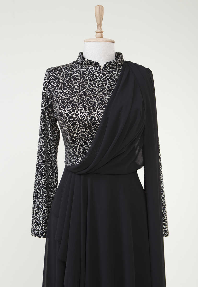 883777 Tül Garnili Abiye, Tesettür Giyim