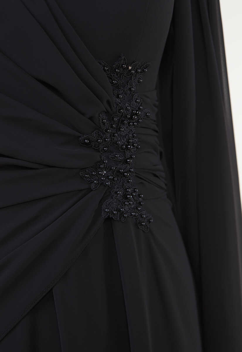 8870 Boncuk İşlemeli Şifon Mixli Abiye, Tesettür Giyim