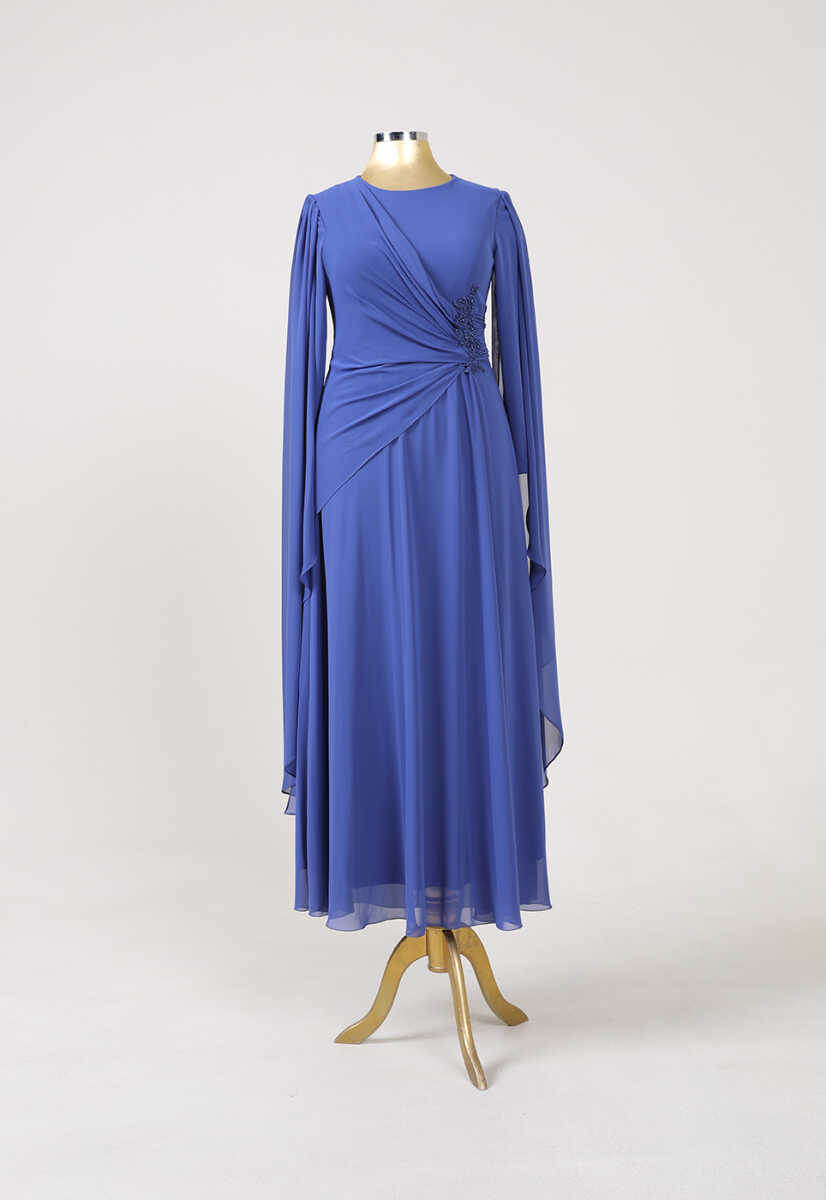 8870 Boncuk İşlemeli Şifon Mixli Abiye, Tesettür Giyim