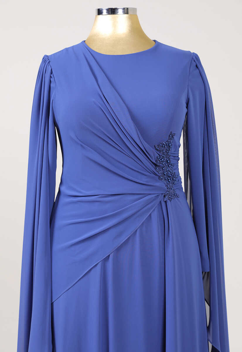 8870 Boncuk İşlemeli Şifon Mixli Abiye, Tesettür Giyim