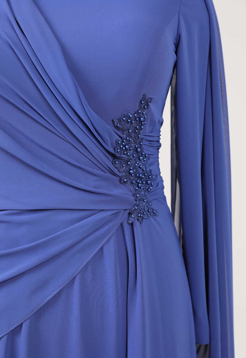 8870 Boncuk İşlemeli Şifon Mixli Abiye, Tesettür Giyim