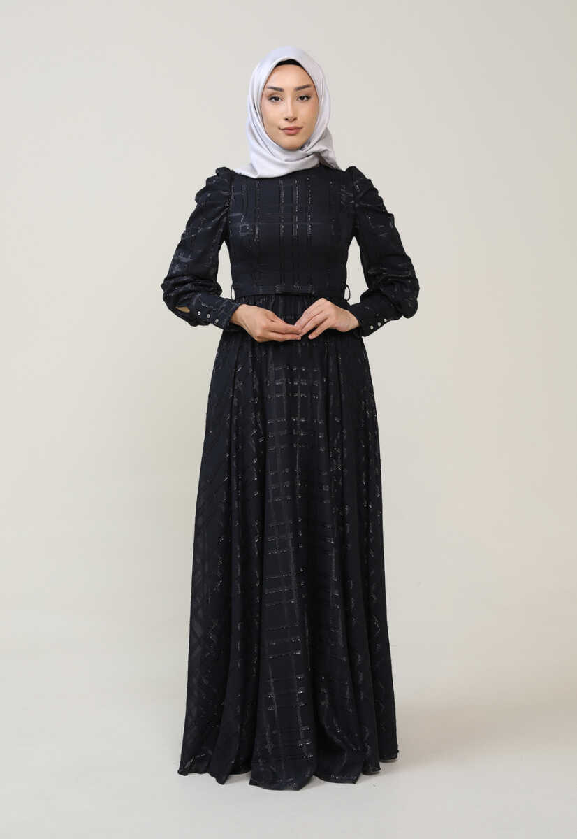 2225053 Kemer Detaylı Abiye Elbise, Tesettür Giyim