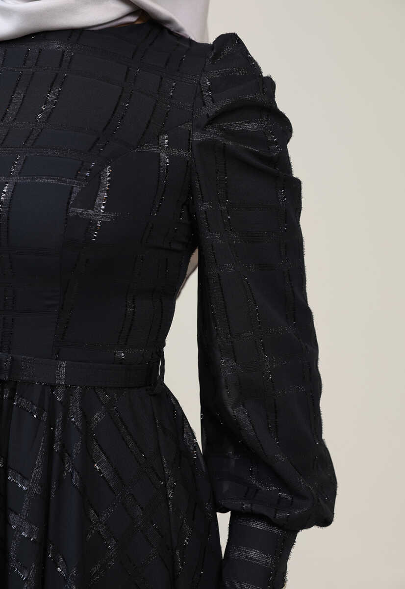 2225053 Kemer Detaylı Abiye Elbise, Tesettür Giyim