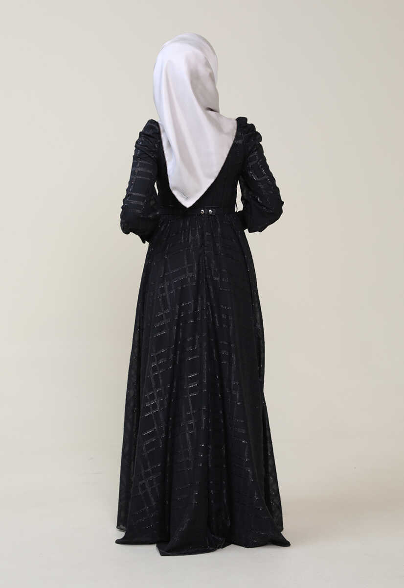 2225053 Kemer Detaylı Abiye Elbise, Tesettür Giyim