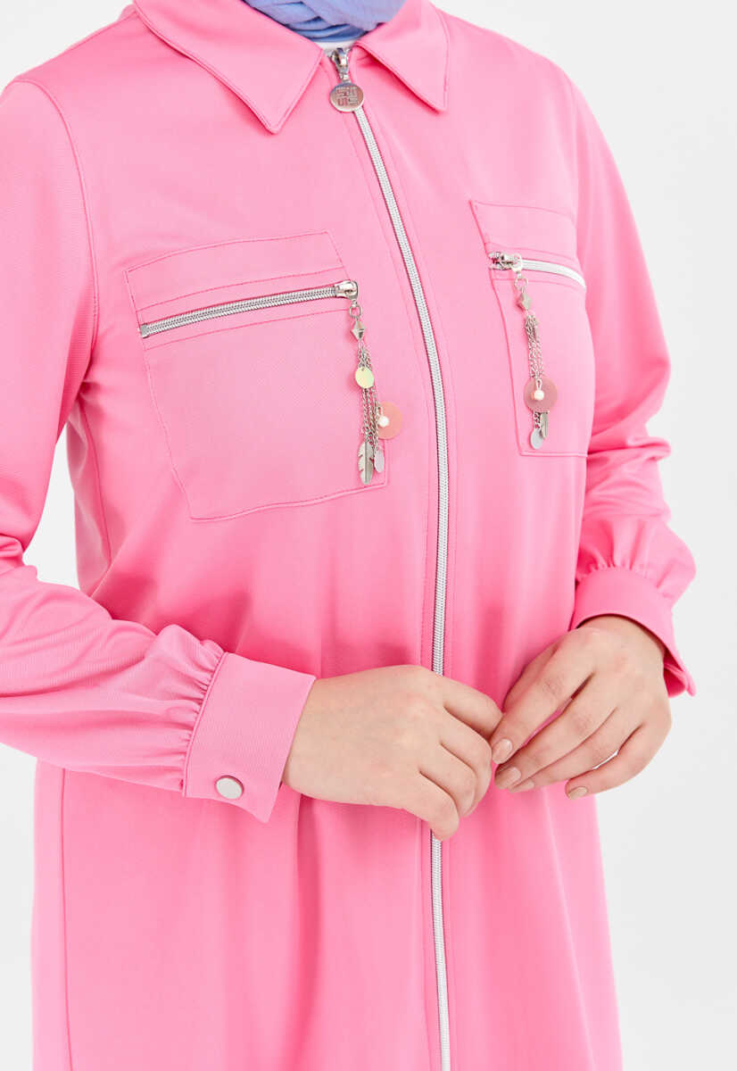 2327069 Aksesuar Detaylı Gömlek Yaka Alt Üst Takım, Tesettür Giyim