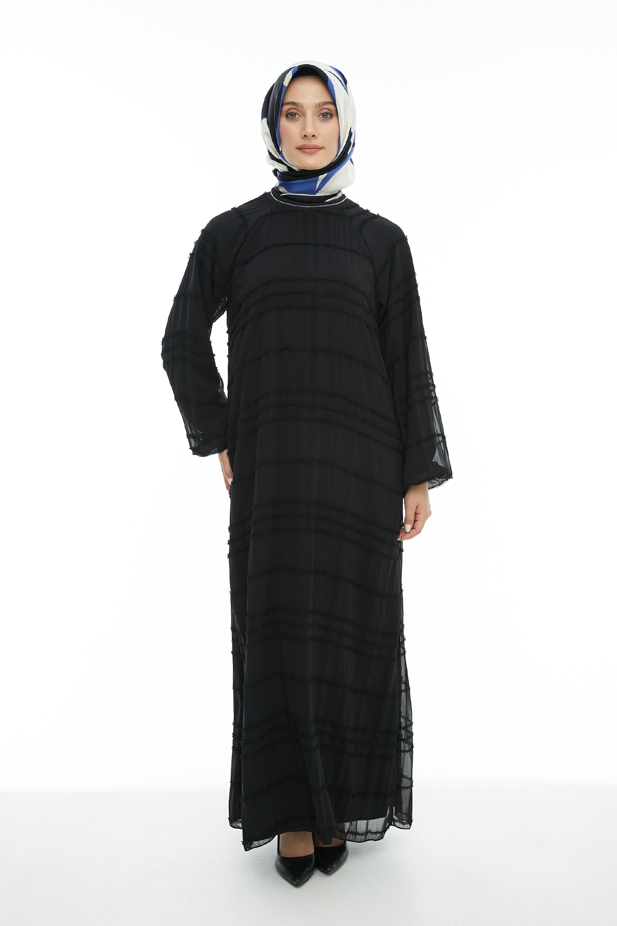Ribanalı Reglan Kesim Şifon Elbise