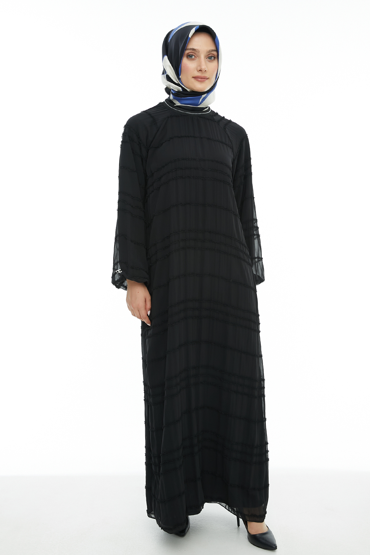 Ribanalı Reglan Kesim Şifon Elbise