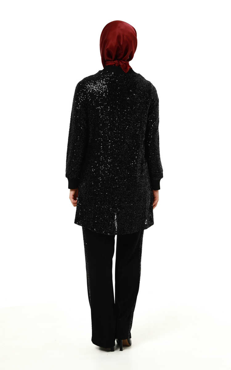 2512427140 Ribanalı Payet Tunik & Pantolon Takım
