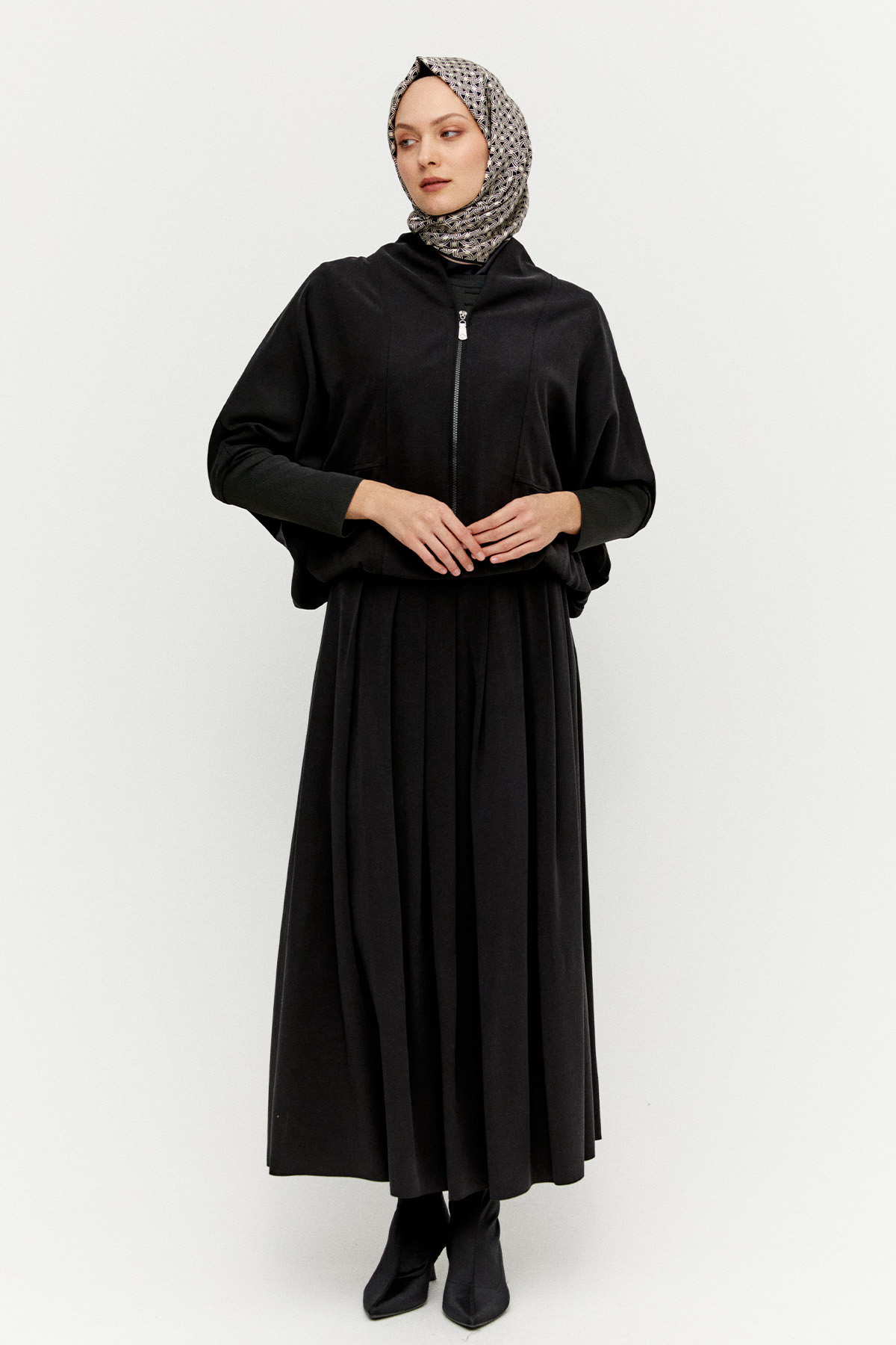 Stoper Detaylı Tunikli Pilikaşe Etek İkili Takım