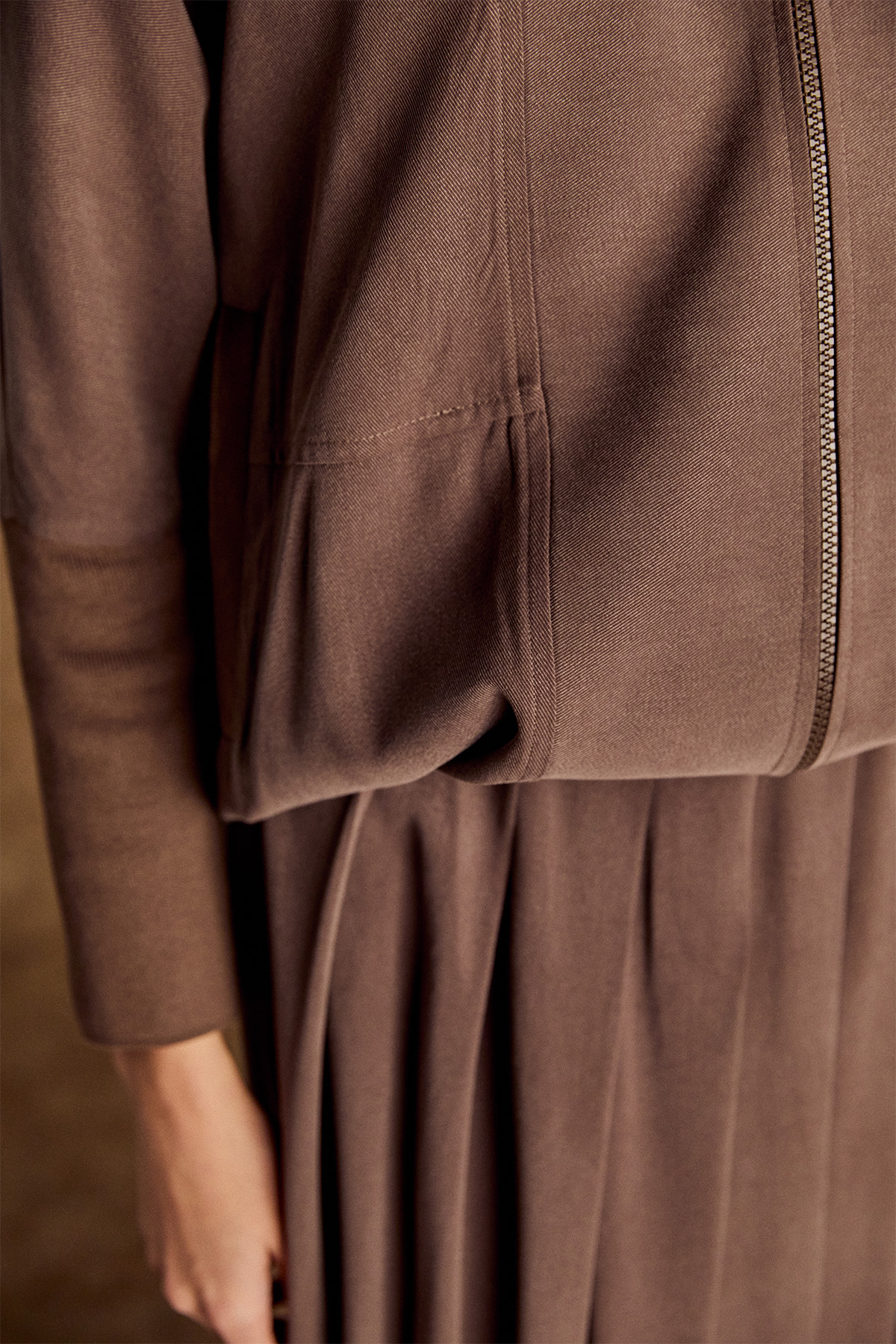 Stoper Detaylı Tunikli Pilikaşe Etek İkili Takım