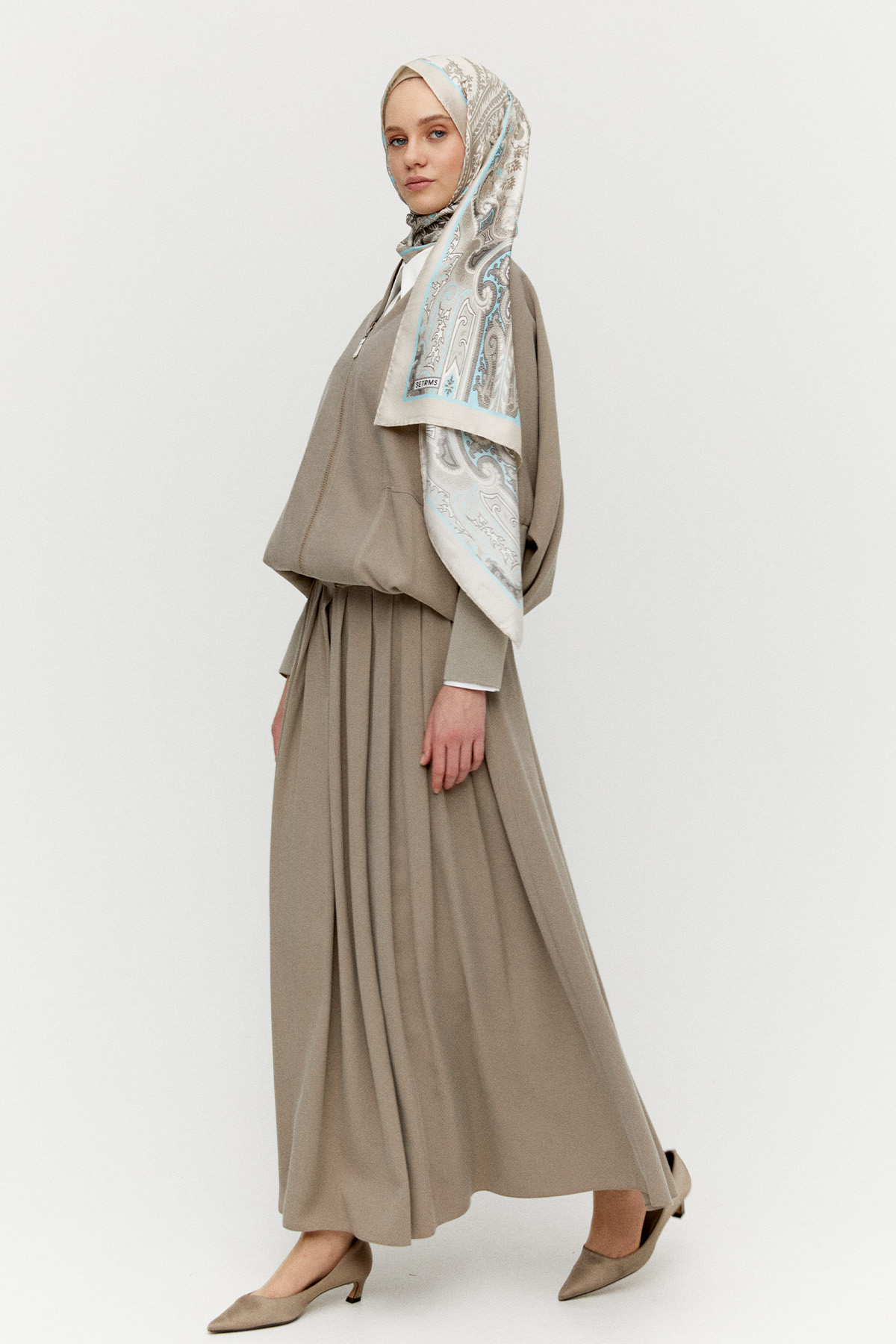 Stoper Detaylı Tunikli Pilikaşe Etek İkili Takım