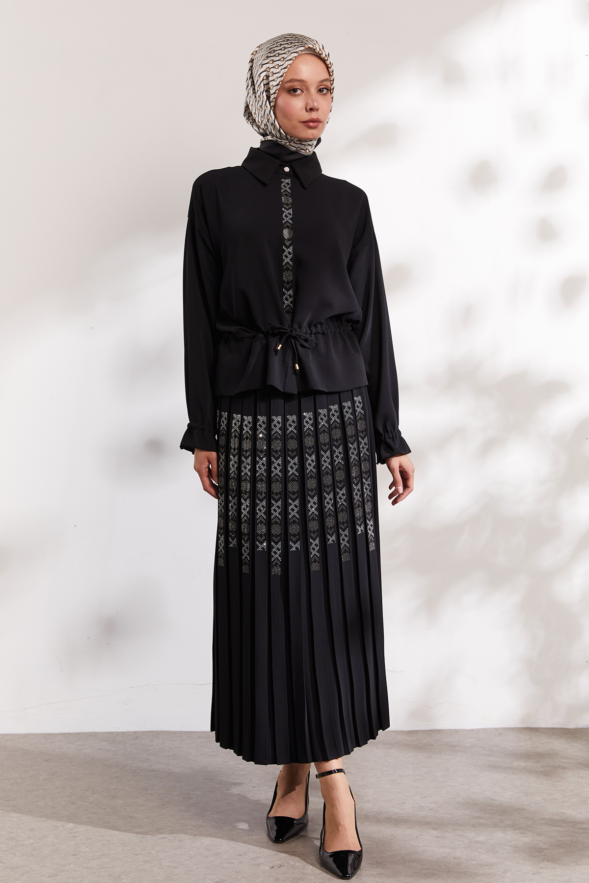 Taş Detaylı Pilisoley Etek, Tesettür Giyim