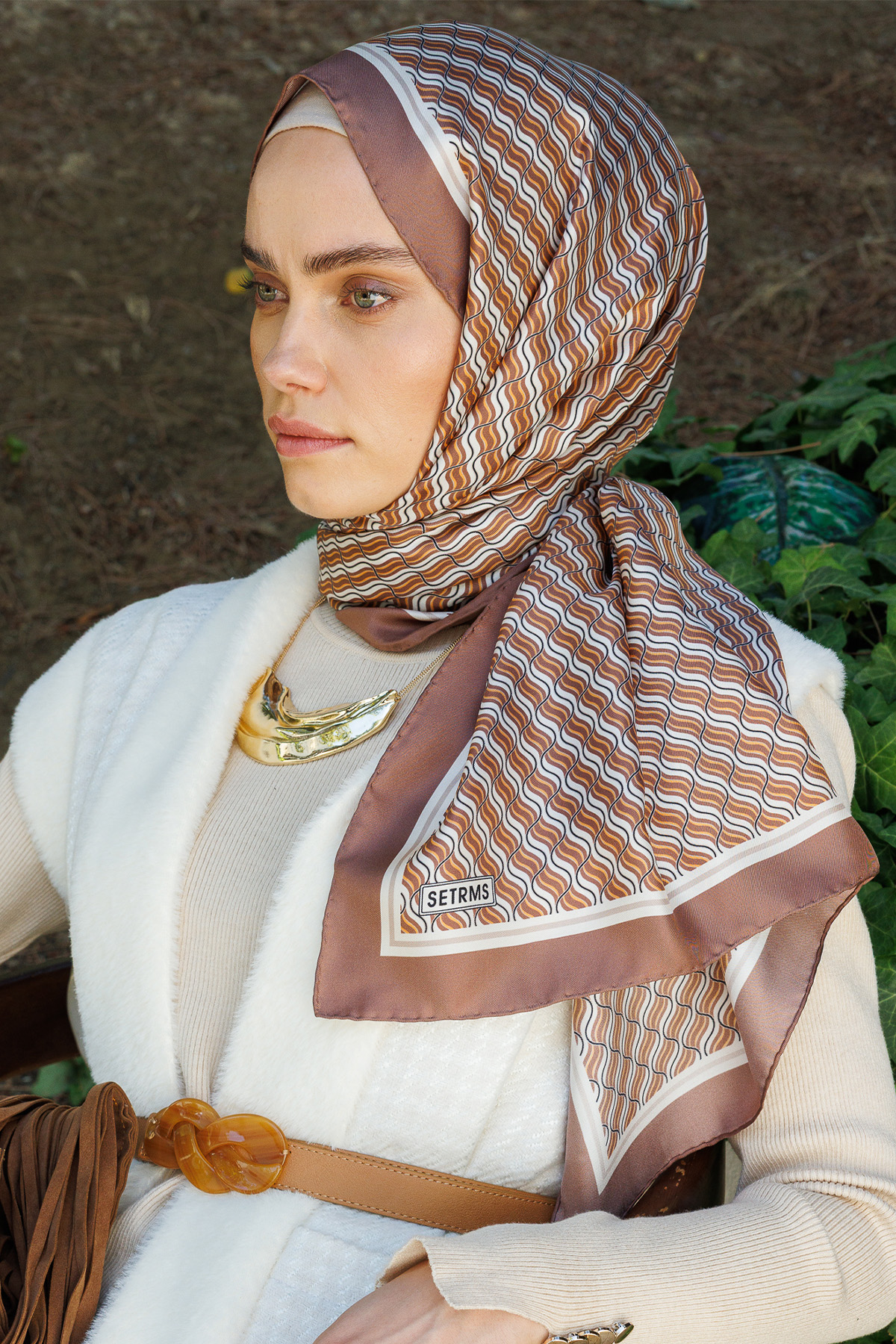 Geometrik Desenli İpek Şal, Tesettür Giyim