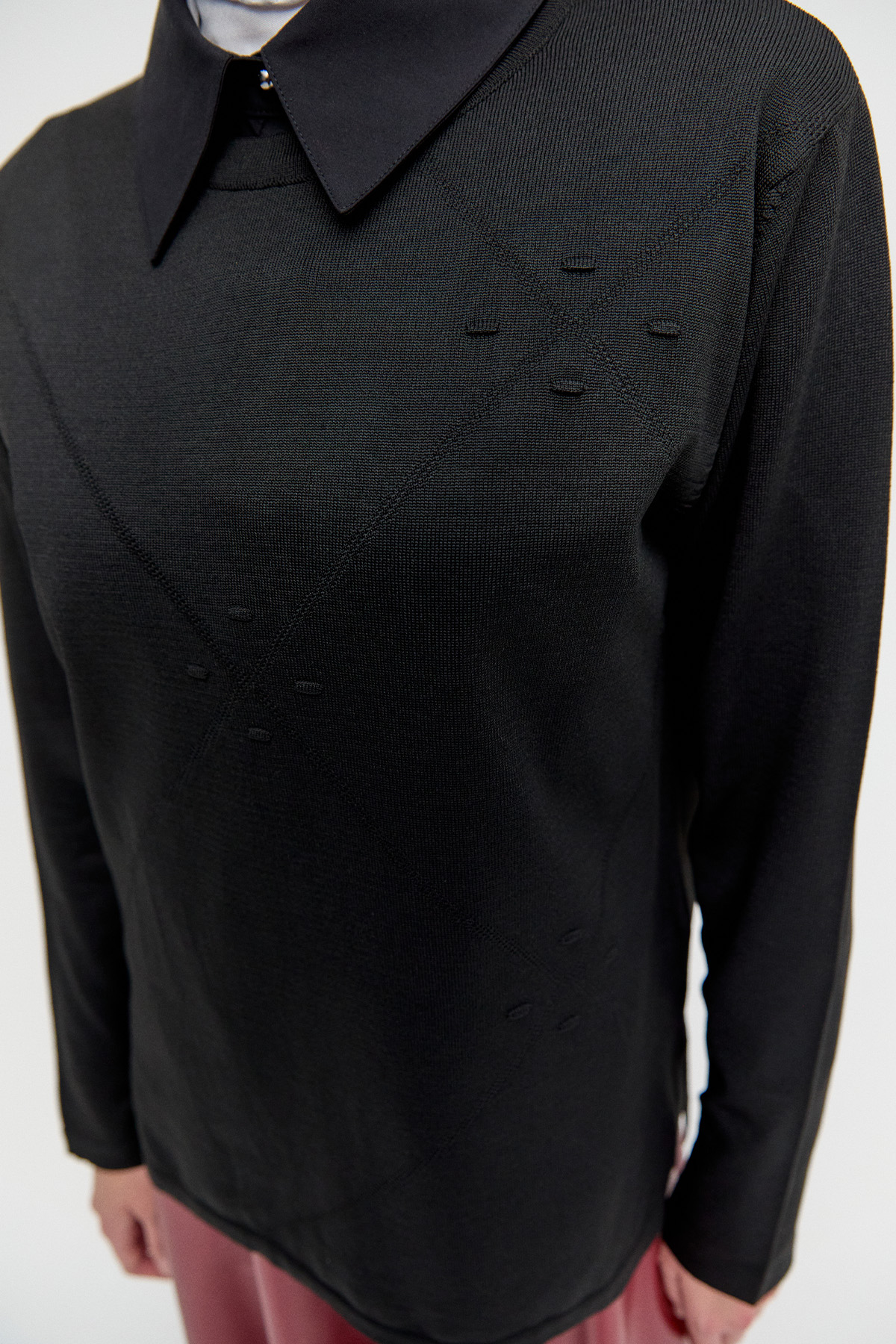 Parçalı Yırtmaçlı Triko Bluz