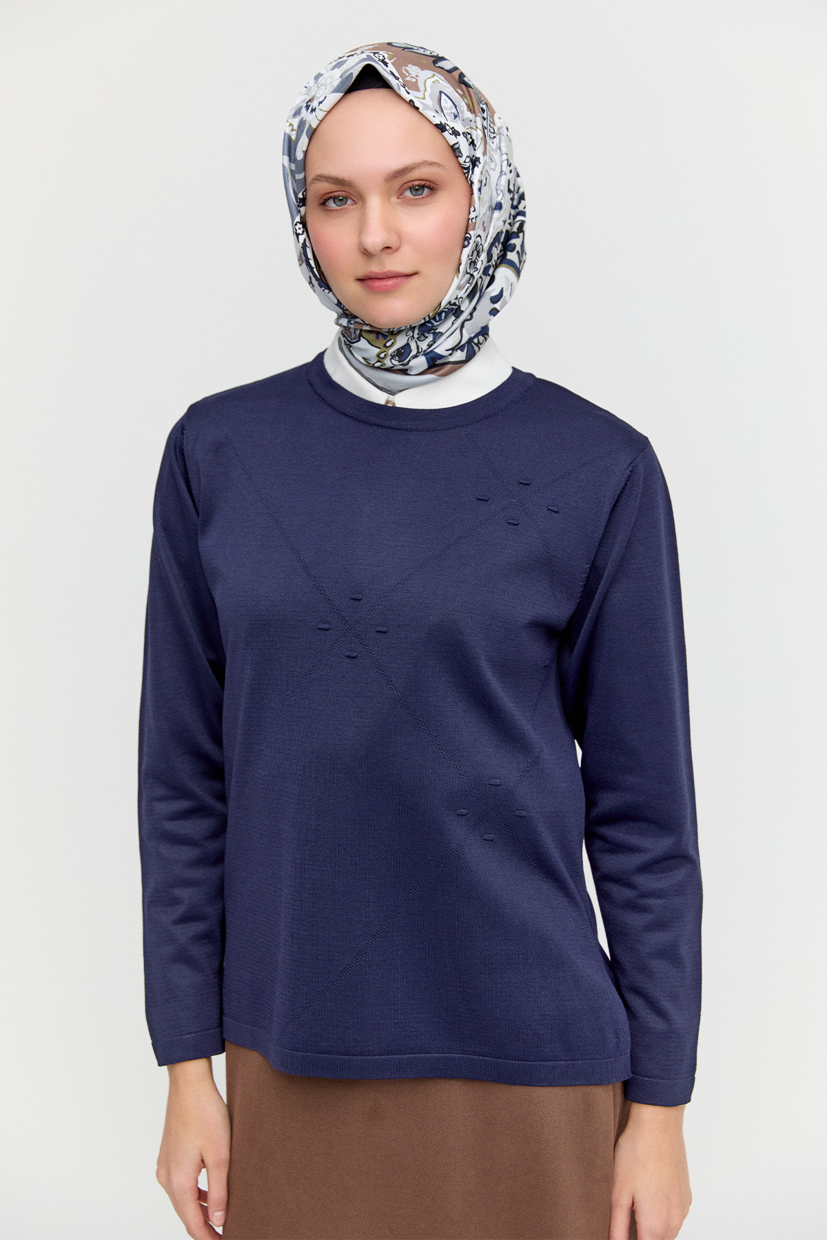 Parçalı Yırtmaçlı Triko Bluz